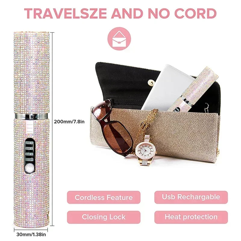 2-IN-1 Wireless Travel Hair Straightener Curler