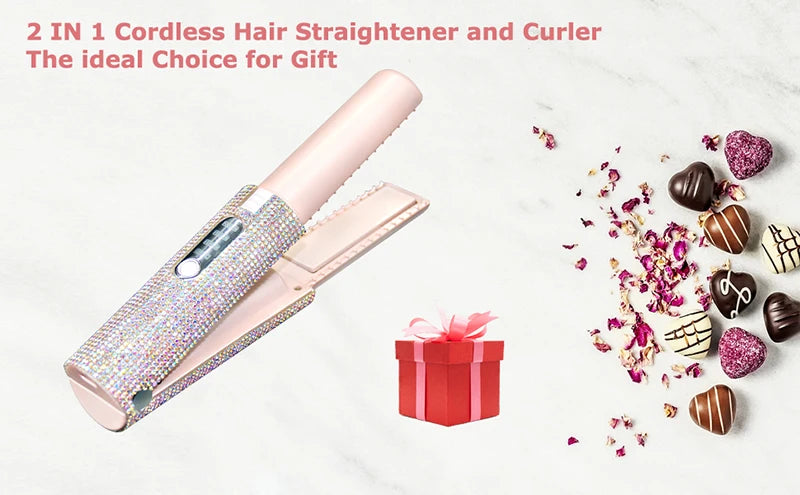 2-IN-1 Wireless Travel Hair Straightener Curler